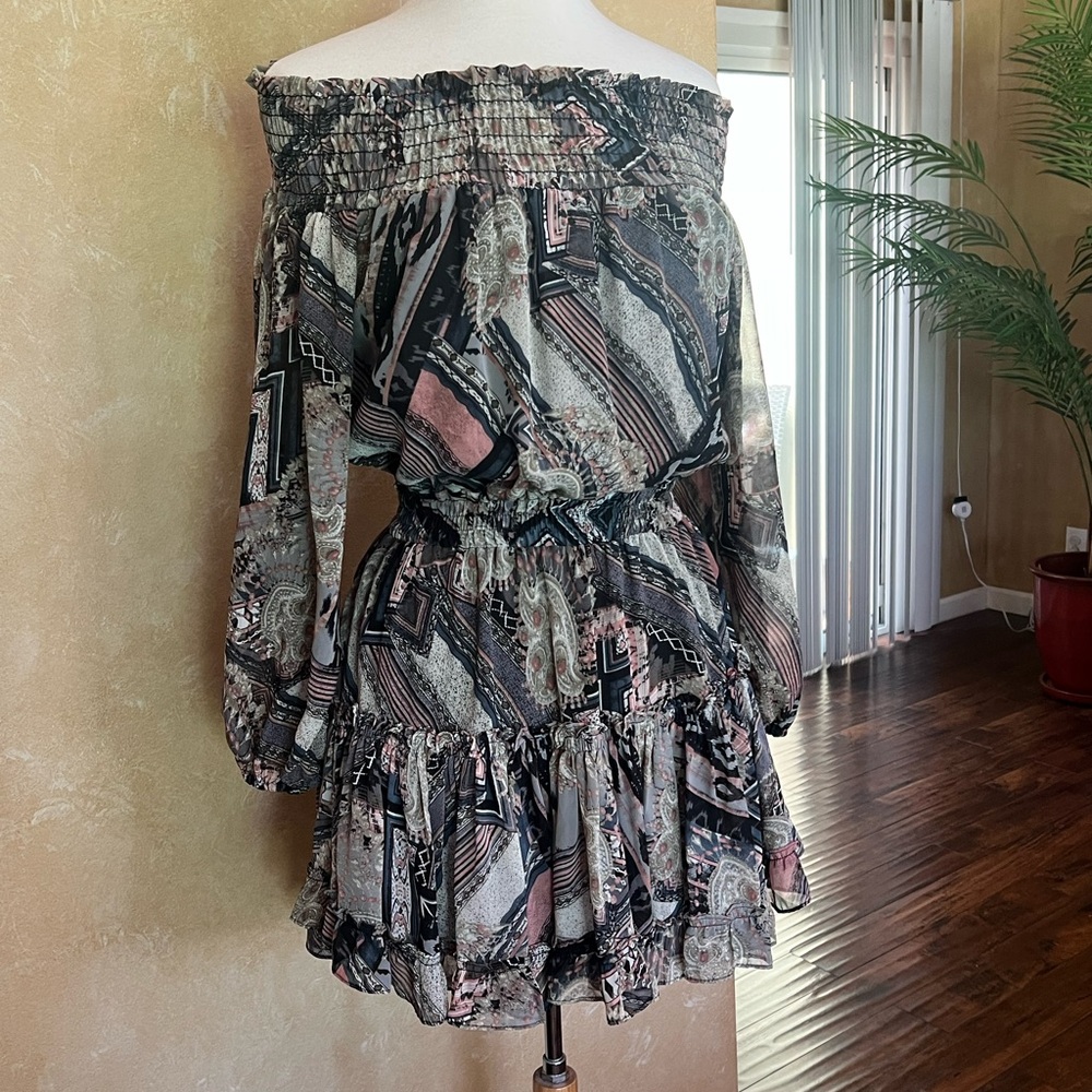 Misa Los Angeles Chic Off-Shoulder Long Sleeve Dress